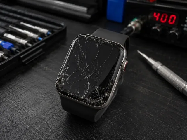 قبل الإصلاح — استبدال شاشة Apple Watch