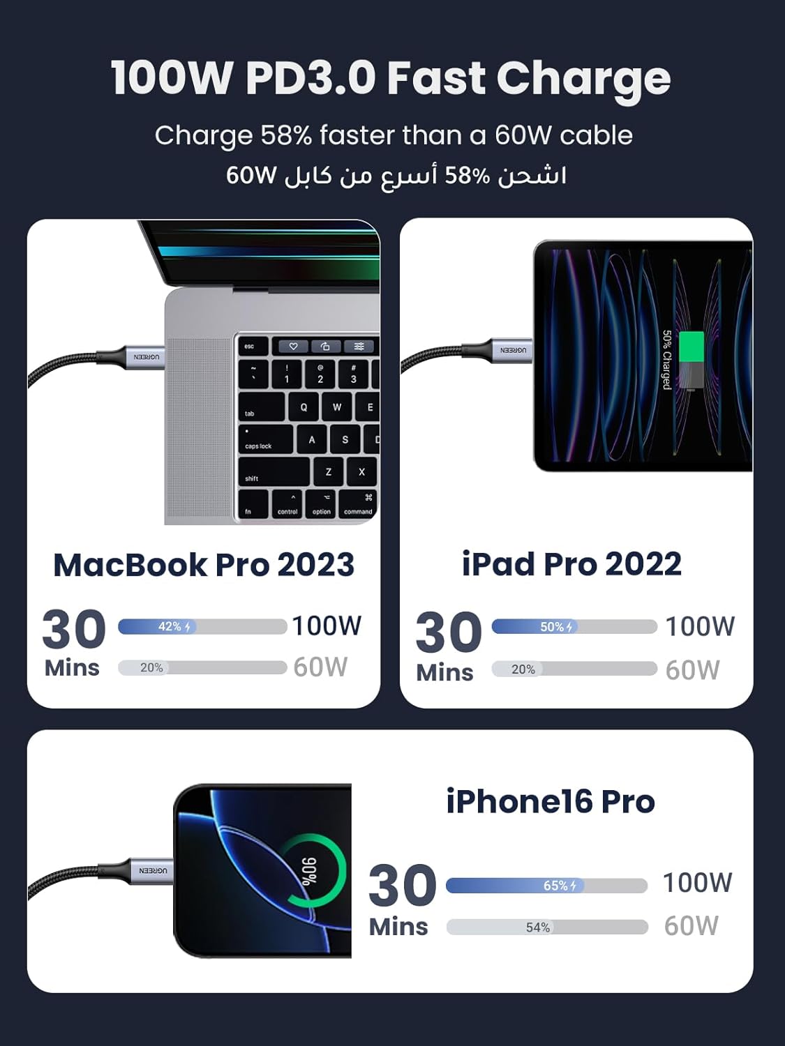 Ugreen USB-C Cable 3m 100W